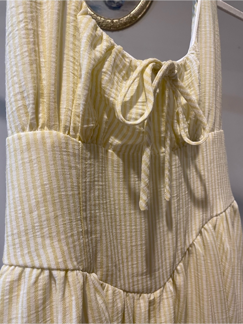 Yellow Striped Tie-Front Sundress